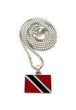Trinidad and Tobago Flag Micro Pendant w/ Chain Necklace