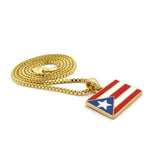 Puerto Rico Flag Micro Pendant with Chain Necklace