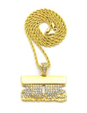 Stone Stud Shaving Cream Razor Blade Pendant Chain Necklace, Gold-Tone