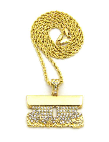 Stone Stud Shaving Cream Razor Blade Pendant Chain Necklace, Gold-Tone