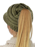 D&Y Versatile Ponyflo Messy High Bun Ponytail Metallic Thread Visor Beanie Cap