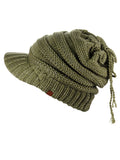 D&Y Versatile Ponyflo Messy High Bun Ponytail Metallic Thread Visor Beanie Cap