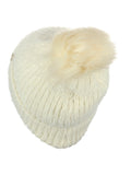 D&Y Super Soft Feathered Faux Fur Pom Cuffed Knit Beanie