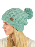 C.C Women's Chenille Soft Stretchy Pom Cuffed Knit Beanie Cap Hat