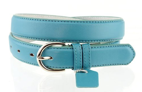 Nyfashion101 Women's Basic Leather Dressy Belt w/ Round Buckle H001-Turquoise-M