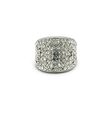 Women's Glamorous Fashion Rhinestone Studded Stretch Ring in Silver-Tone
