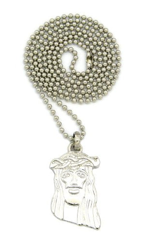 Silver Tone Jesus Micro Pendant 2mm 27" Ball Chain Necklace RC157R