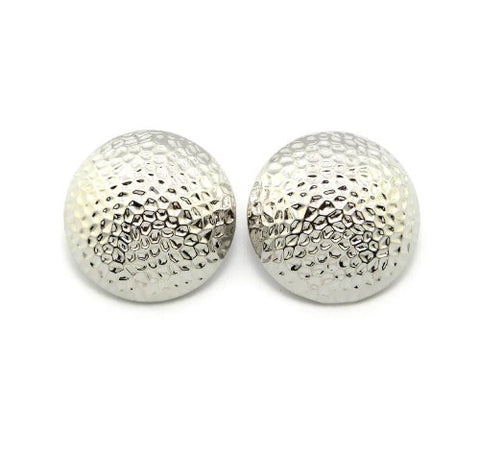 Hammered Half Ball Stud Earrings in Silver-Tone