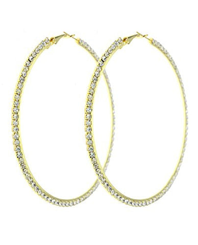 Side Pave Rhinestone Hoop Earrings