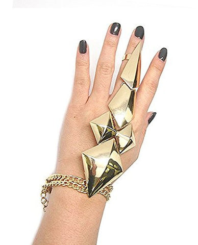 Gold Tone Claw Ring-Bracelet Hand Jewelry JB2001GD