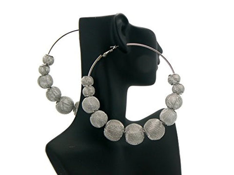 3.25" Mesh Ball Hoop Earrings