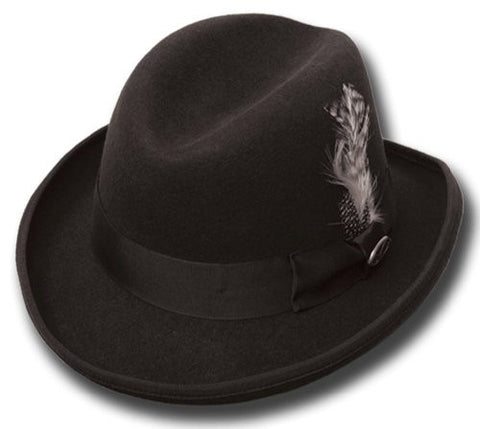 Men's Fedora Derby Hat with Feather