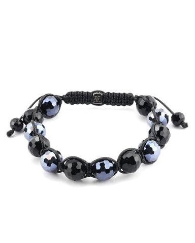 Blue/Black Tone Mirroring Disco Ball Faux Glass Beads Shamballa Bracelet SB1156