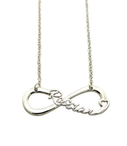 Rossian Silver Tone Infinity Fan Necklace w/ 3mm 18" Link Chain XC450R