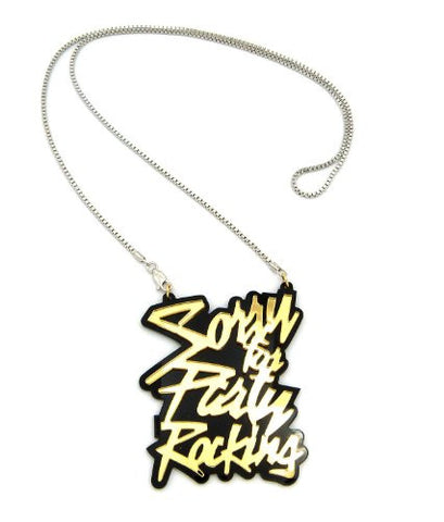 Sorry for Party Rocking Pendant 2mm 30" Silver Tone Box Chain Necklace RC154R