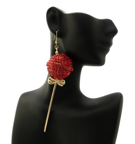 Lollipop Drop Earrings in Red/Gold-Tone