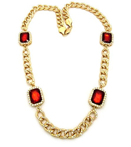 4 Piece Faux Ruby Stone Necklace