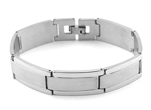 NYfashion101 Fashionable Rectangular Silver-Tone Stainless Steel Bracelet 4019