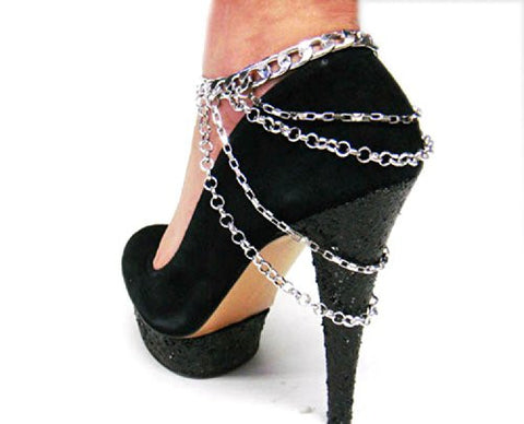 Stunning Multi Style Chain Silver Tone Adjustable Anklet Heel Chain IHN1006R