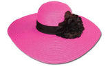 Women's Straw Paper Wide Brim Floppy Hat W/Flower FL1466