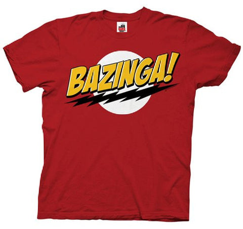 Official Big Bang Theory Bazinga No Face Mens T-shirt Red