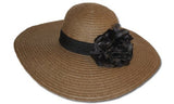Women's Straw Paper Wide Brim Floppy Hat W/Flower FL1466