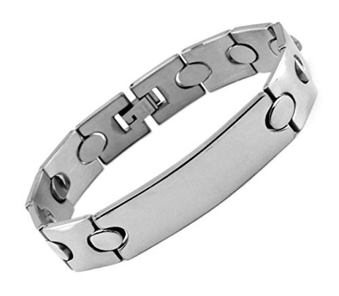 NYfashion101 Men's Fashionable Silver-Tone ID Stainless Steel Bracelet 4023