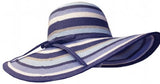 Women's Straw Paper Wide Floppy Cross-Stripe Hat W/Paper Ribbon Band FL1190
