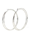 High Quality Hypo-Allergenic Silver Tone Double Ring Hoop Earrings MADE IN USA
