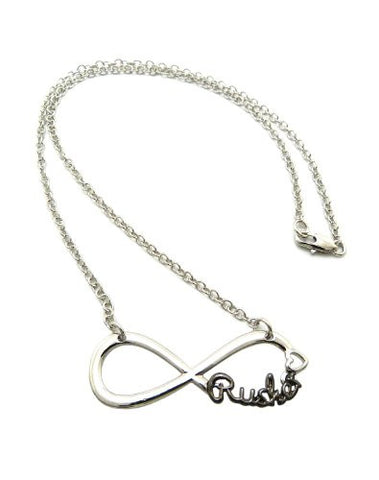 Rusher Silver/Hematite Tone Infinity Sign Celebrity Fan Necklace XC452RHE