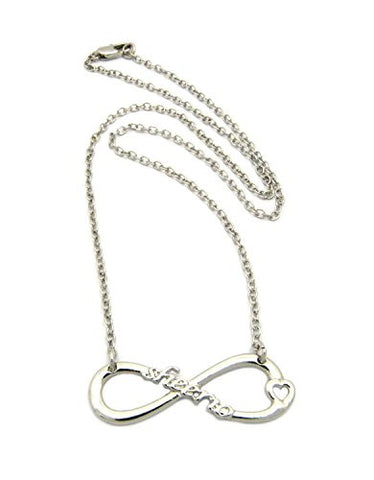 Sheerios Fans Infinity Loop Pendant 2mm 18" Link Chain Necklace in Silver-Tone