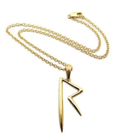 Celebrity Style Initial R Pendant Chain Necklace