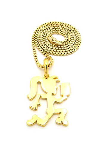 Polished Hatchetgirl Micro Pendant with 2mm 24" Box Chain Necklace in Gold-Tone