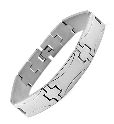 NYfashion101 Fashionable Rectangular Silver-Tone Stainless Steel Bracelet 4001