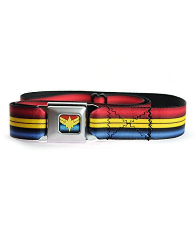 Ms. Marvel Star Logo Red/Gold/Blue Striped Seatbelt Belt