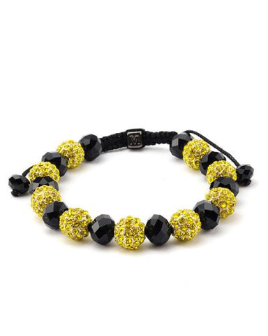 Yellow Encrusted Ball & Faux Crystal Beads Bracelet