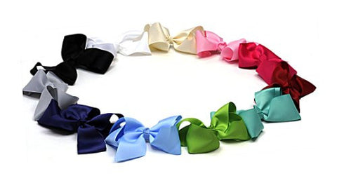 Adorable Wavy Satin Grosgrain Ribbon Bow Style Hair Clip in Smart 11 Piece Pack Set A