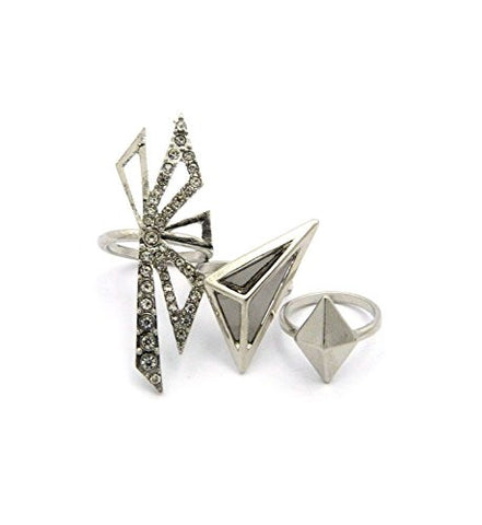 3 Piece Decorative Geometric Midi Ring Set