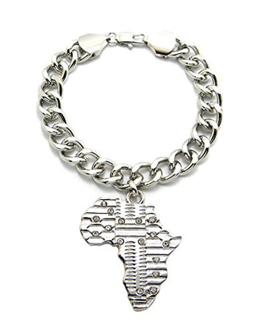 Africa Charm 7.5" Link Bracelet in Silver-Tone