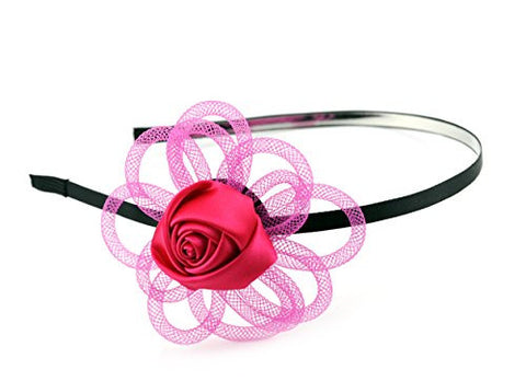 NYfashion101 Fashionable Mesh Petal Satin Rose Wire Metal Skinny Headband