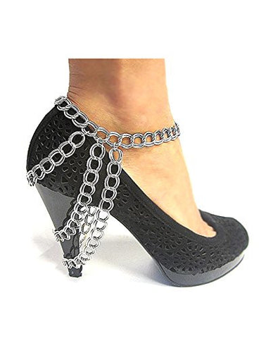 3 Double Link Chain Strand Heel Chain Anklet