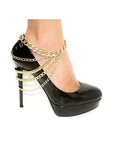 4 Multi-Style Chain Strands Heel Chain Anklet