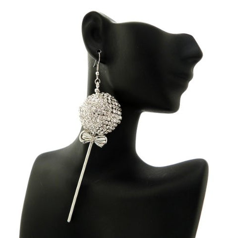 Lollipop Drop Earrings in Clear/Silver-Tone