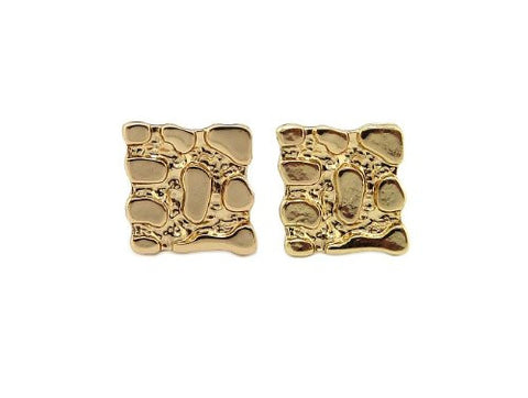 Square Nugget Stud Earrings in Gold-Tone