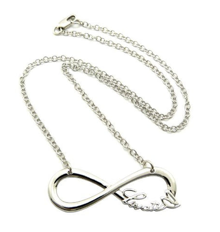 Silver Tone Lovatic (TM) Infinity Sign Fan Necklace 3mm 18" Link Chain XC435R