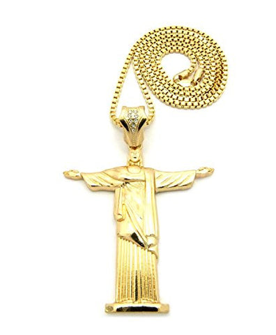 Christ the Redeemer Jesus Pendant Box Chain Necklace