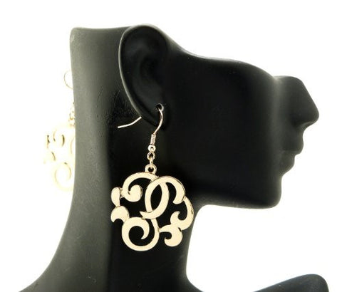 Initial Letter P Celebrity Style Monogram Earrings in Gold-Tone