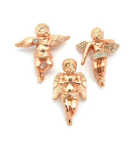 Angel Cherub 3 Piece Micro Pendant Set with 24" Box Chain Necklaces