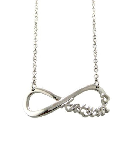 Katycat Curve Infinity Loop Pendant 3mm 18" Link Chain Necklace in Silver-Tone