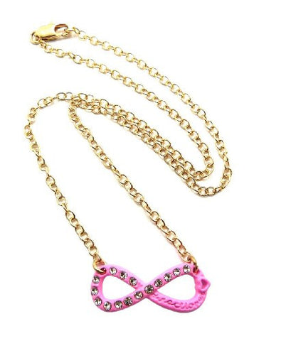 Directioner&reg; Mini Pink Rhinestone Infinity Necklace - Gold-Tone XC292G
